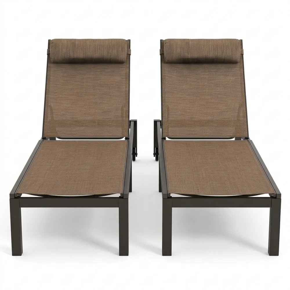 2-teiliges Textilene-Bettwäscheset und Aluminium-Relaxsessel in Braun