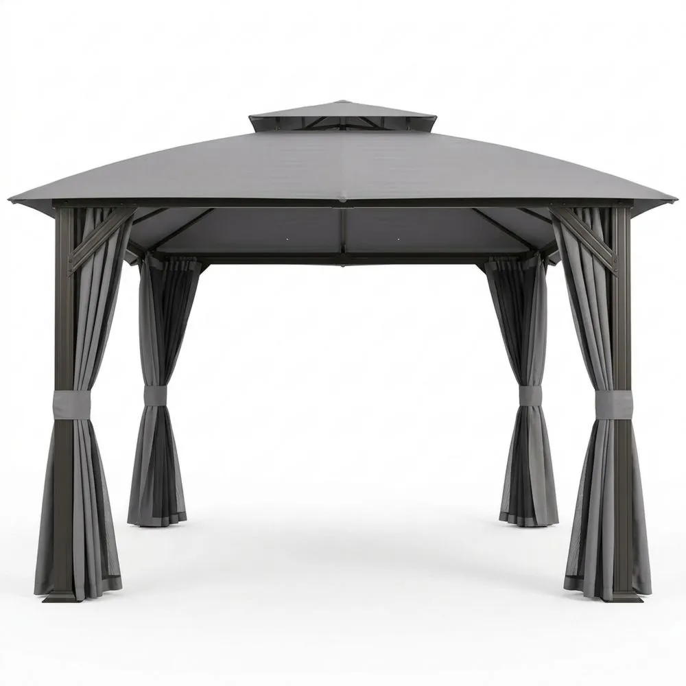 Pavillon Aluminium 3x4m Grau Polyester