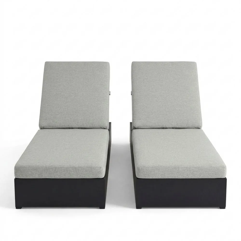 Gartenliege Aluminium Grau 2-teilig