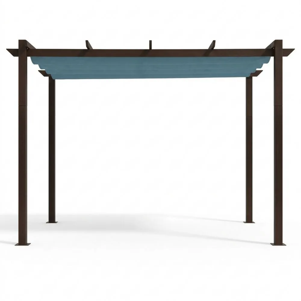 Gartenpavillon mit Aluminiumrahmen und Polyesterbespannung Braun/Blau
