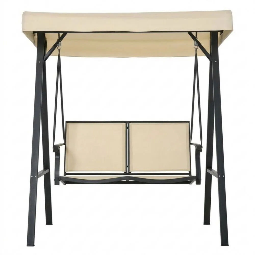 Gartenschaukel mit Stahlrahmen und Polyesterbezug Beige
