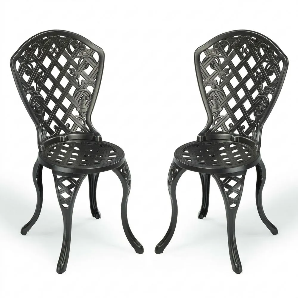 2er-Set Gartenstühle Aluminium Schwarz