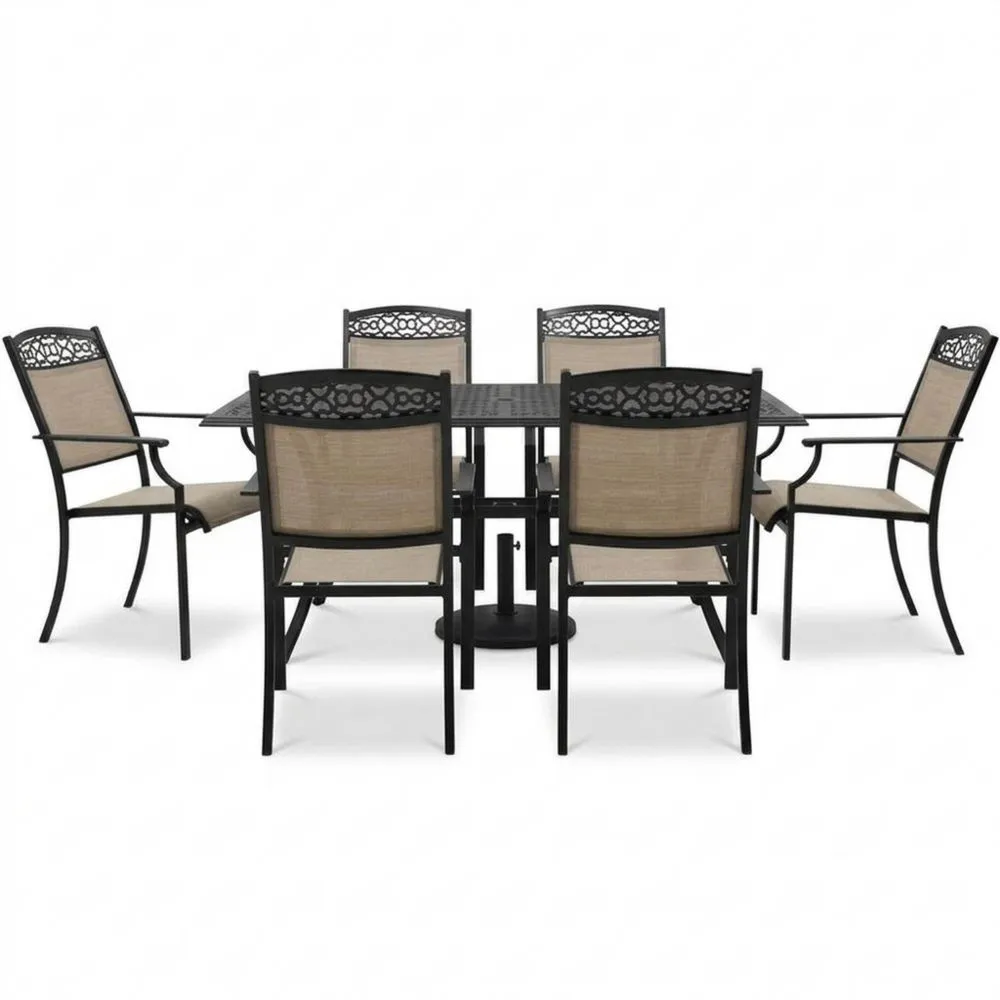 Garten-Essgruppe mit Stahlrahmen