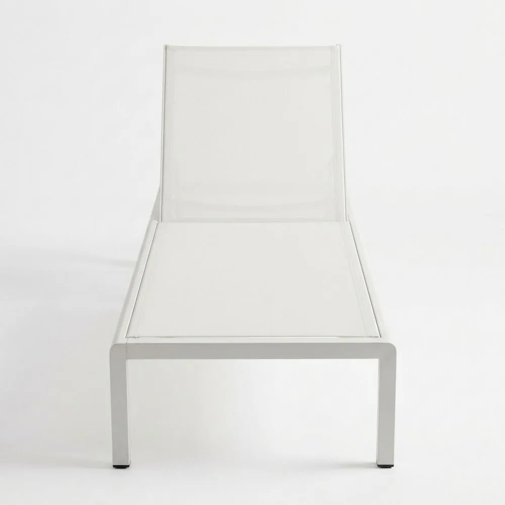 Liegestuhl aus Edelstahl mit Polyestergewebe Weiß