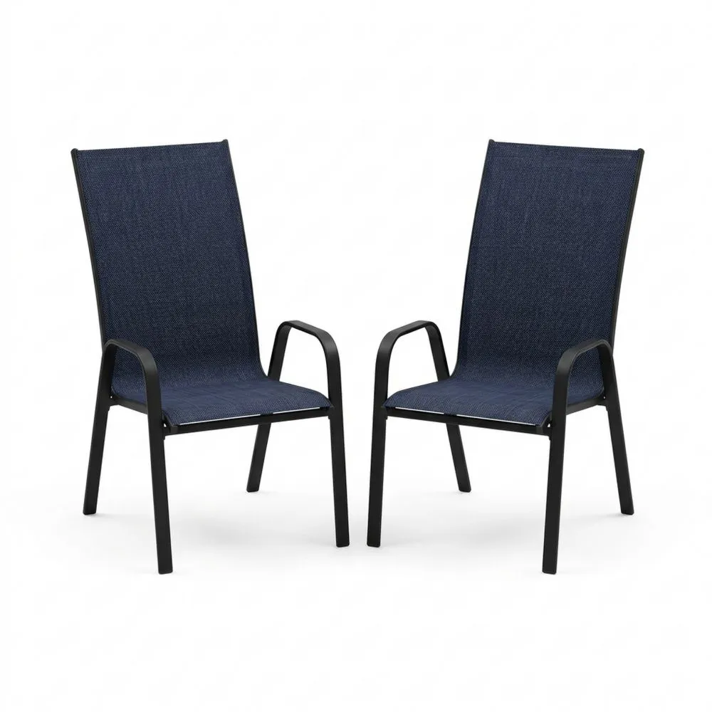 2x Aluminium Gartenstühle mit Textilene Blau