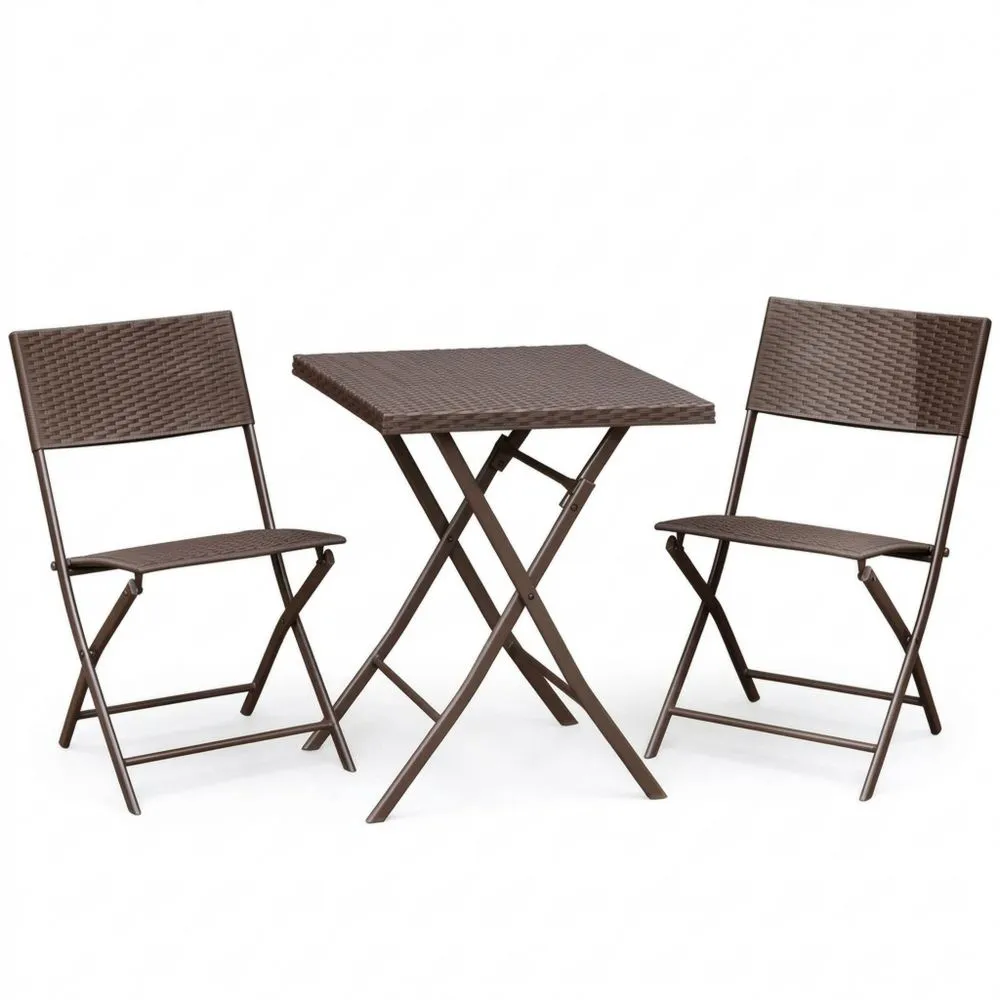 Bistroset Klappbar Polypropylen-Rattanoptik 3-teilig Braun