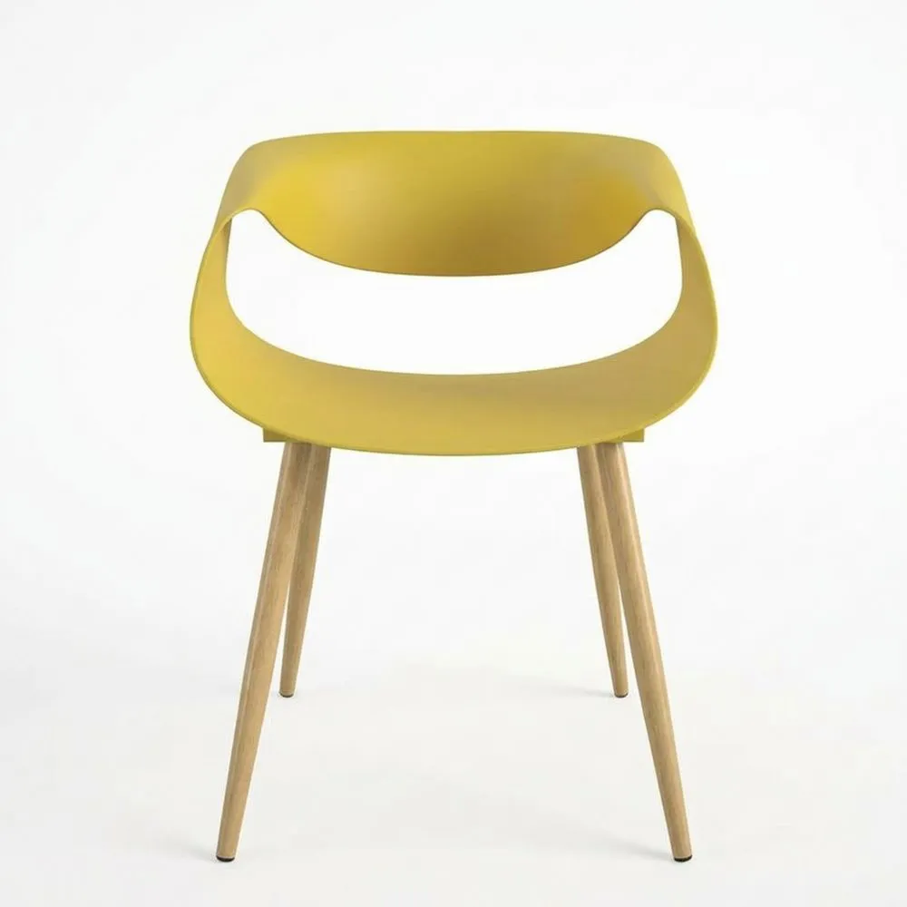 Restaurantstühle mit Beinen aus gelbem Polypropylen in Eichenholzoptik