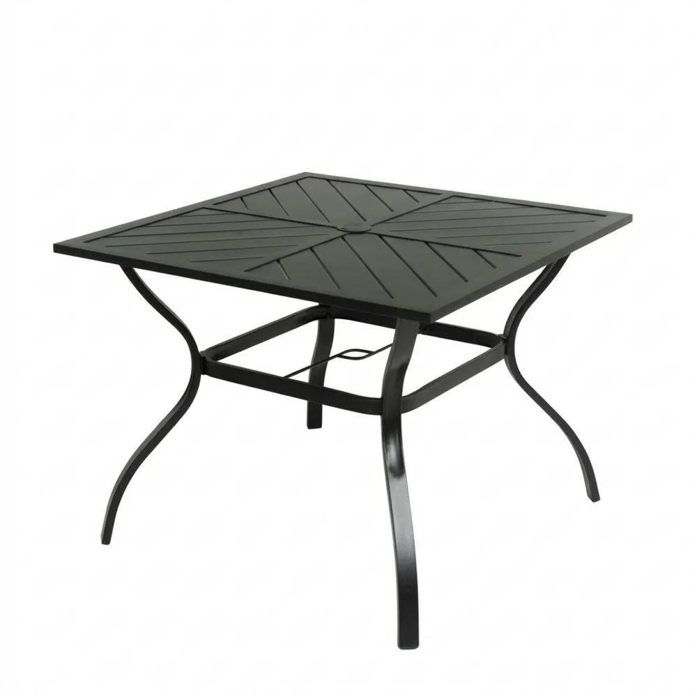 Schwarzer quadratischer Gartentisch aus Aluminium, 90 x 90 x 75 cm