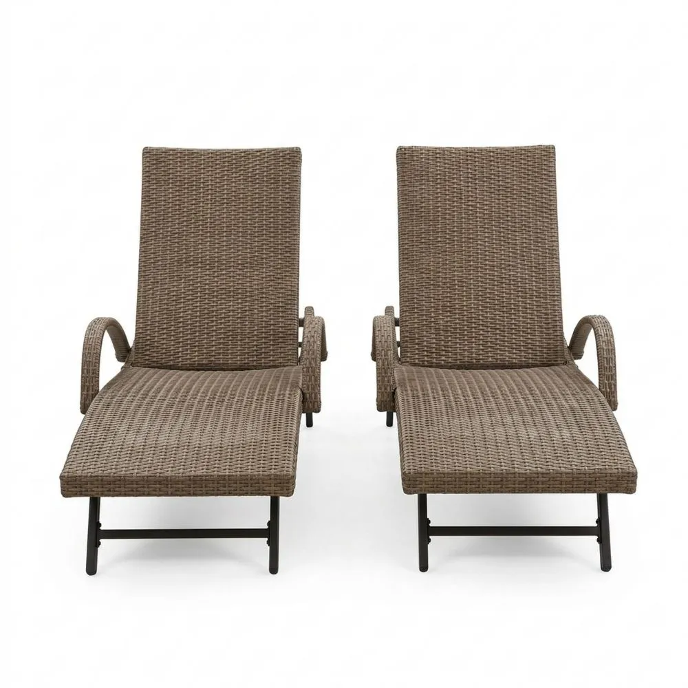 2er Set Gartenliegen Polyrattan Aluminium Braun