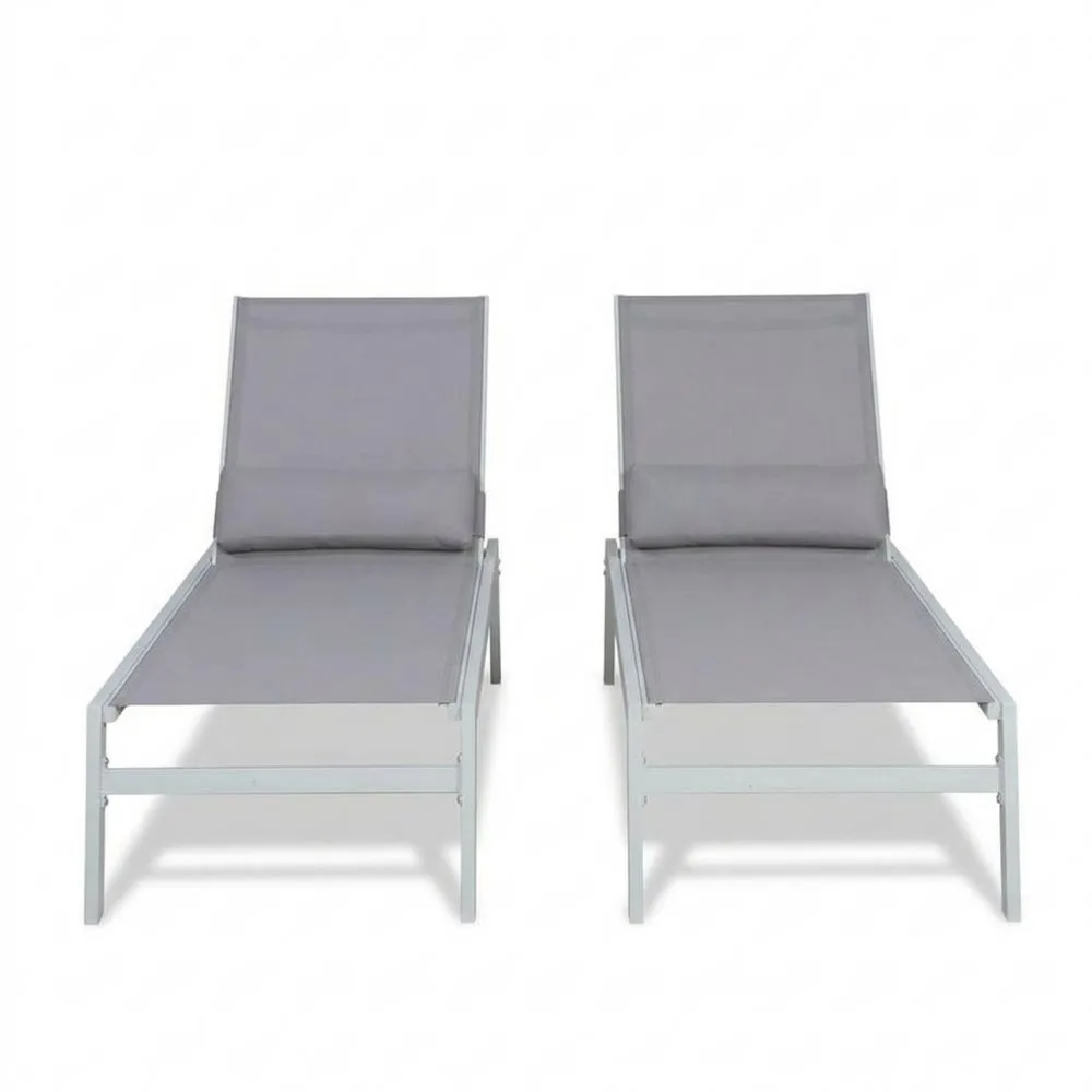 2-teilige Aluminium Gartenliegen Set Textilene Grau