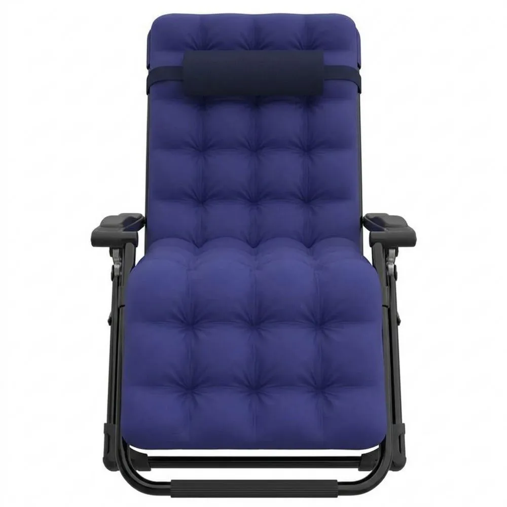 Klappbarer Liegestuhl Stoff Blau mit Stahlrahmen