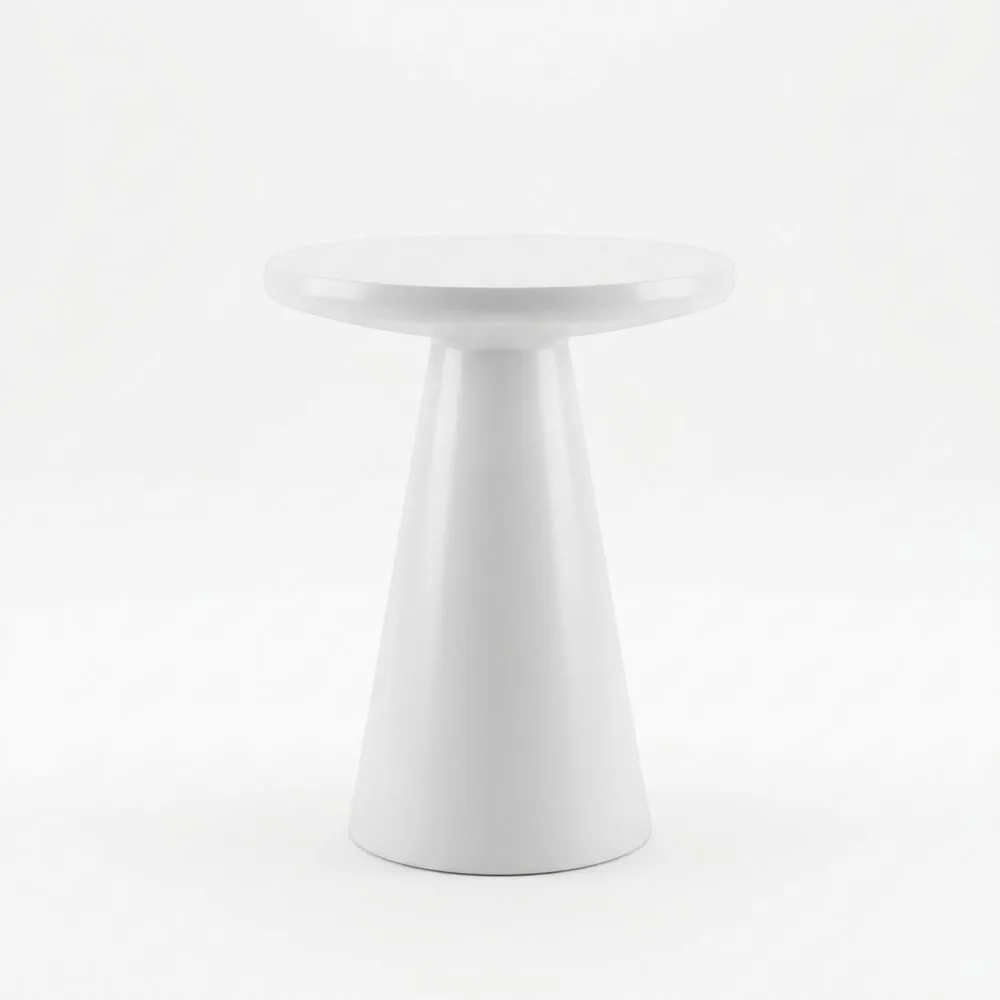 Weißer Beistelltisch aus Polypropylen mit konischer Form 45 cm