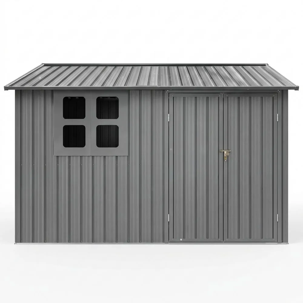 Gartenhaus aus verzinktem Stahl, grau 213 cm x 127 cm x 185 cm