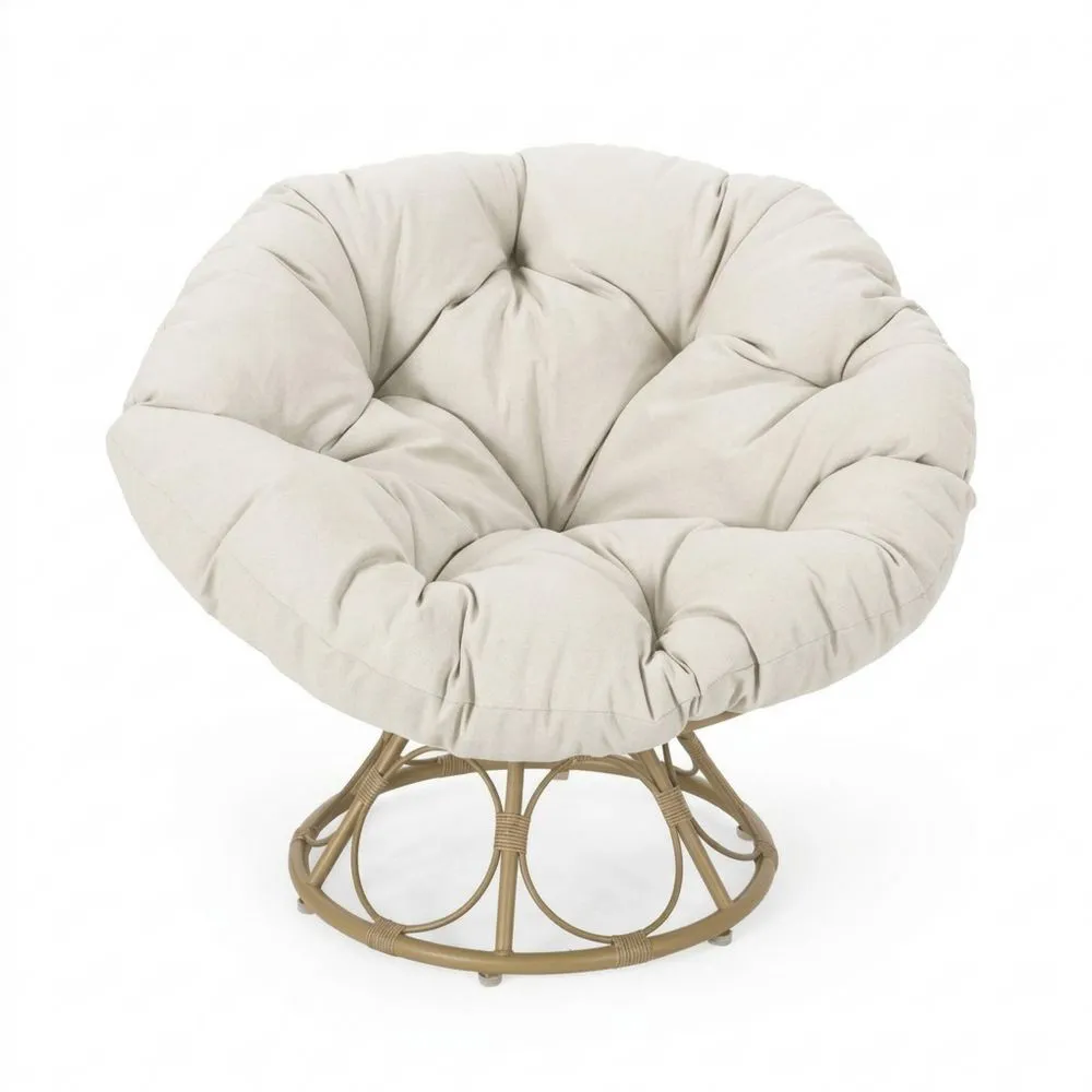 Papasan Sessel Beige Baumwolle Rattan
