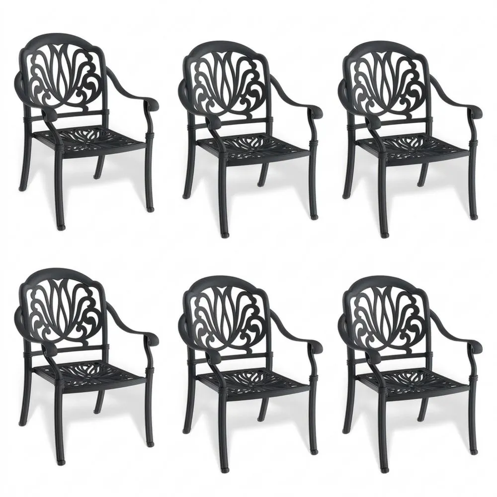 Gartenstuhl Set 6 Stück Aluminium Schwarz