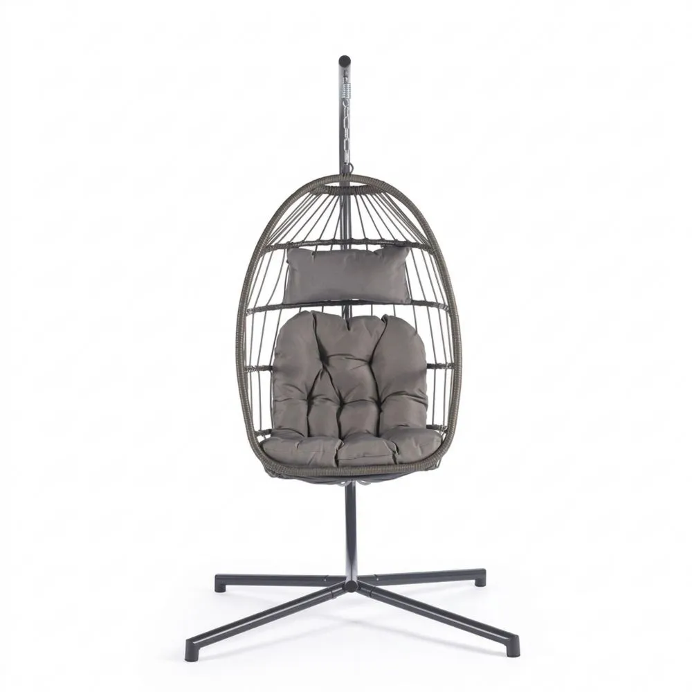 Hängesessel Ei-Form Stahl Polyester Grau