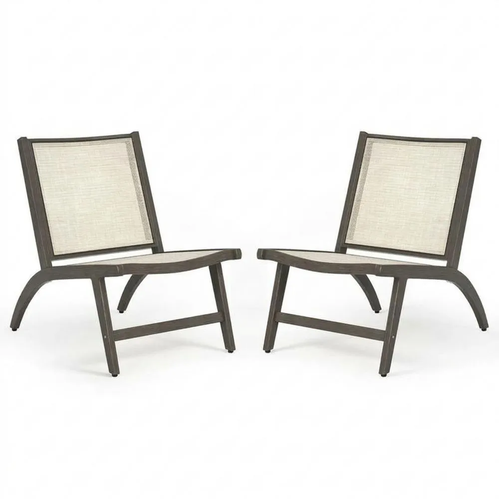 2er Set Outdoor Lounge-Sessel Aluminium Braun/Beige