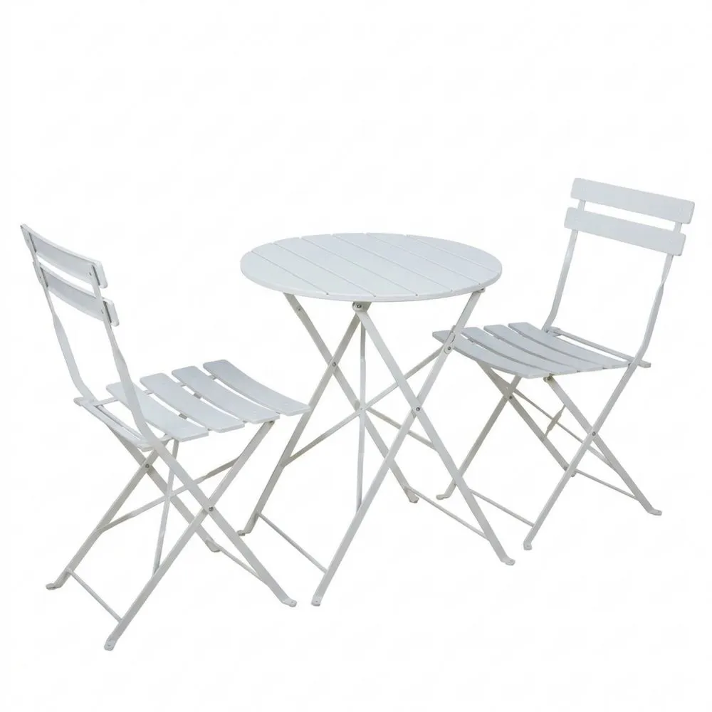 Klappbares Bistrotisch-Set aus Stahl Weiß