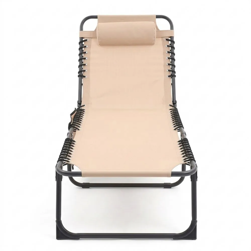 Gartenliege mit Stahlrahmen und Textilene Beige