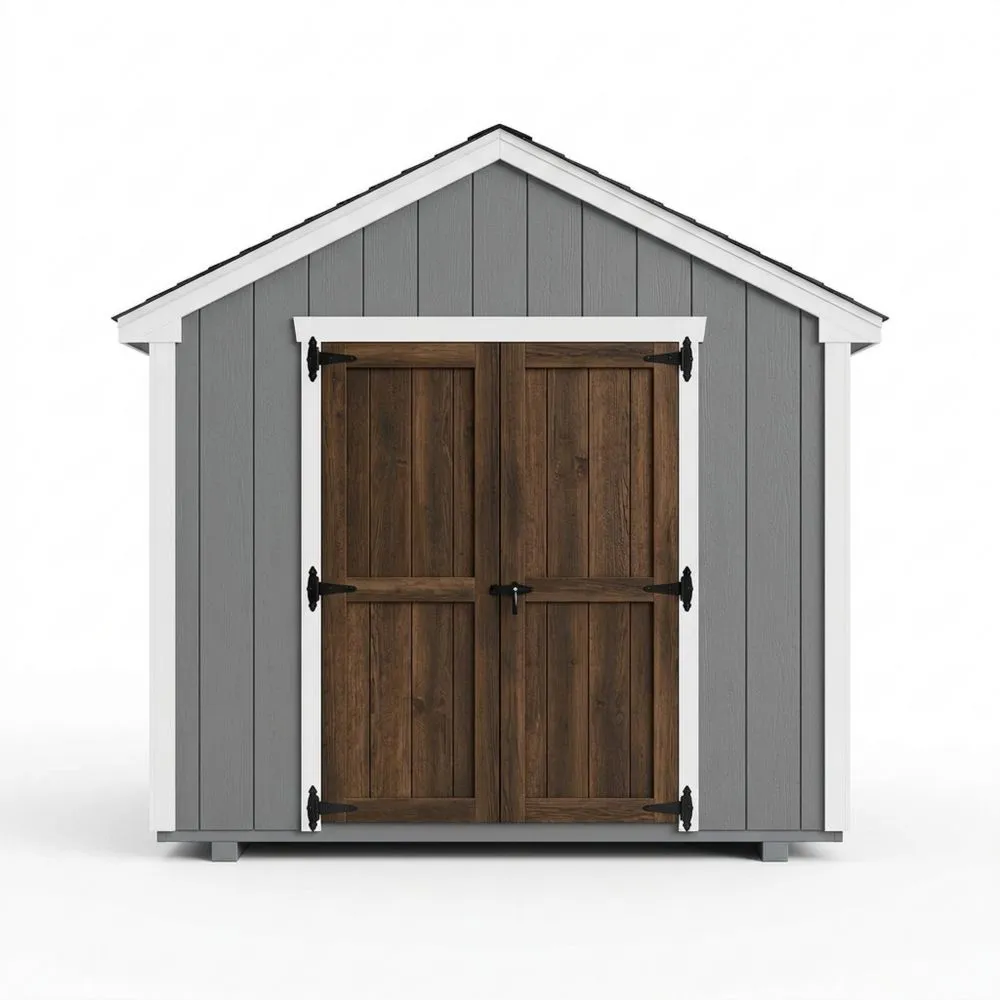 Gartenhaus aus grauem Stahl