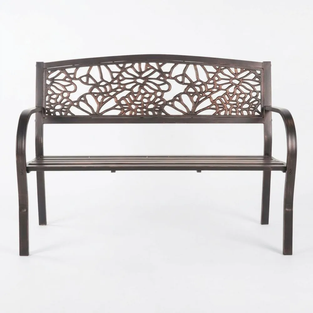 Gartenbank mit braunem Gusseisenrahmen