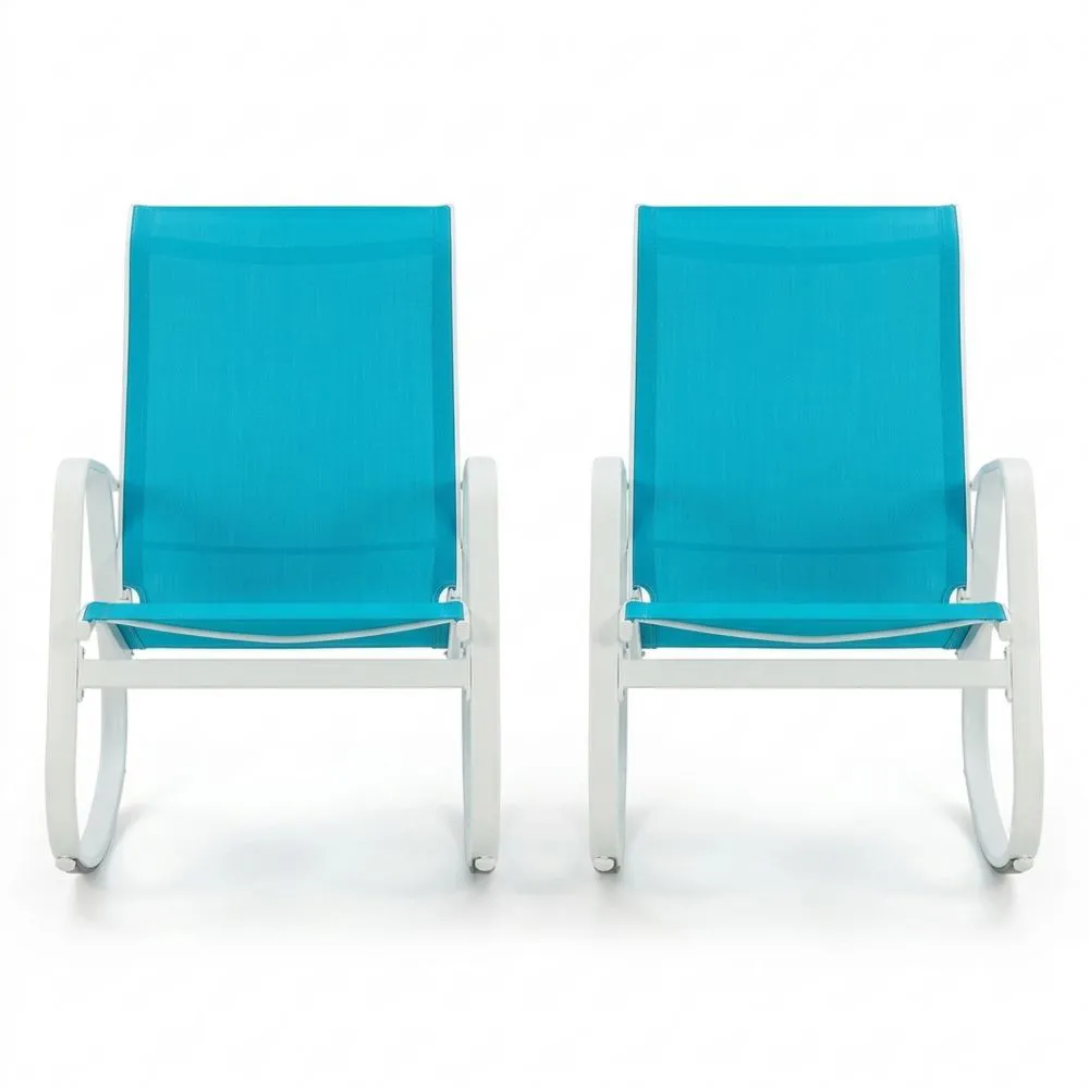 2er Set Schaukelstühle Aluminium Textilene Türkis