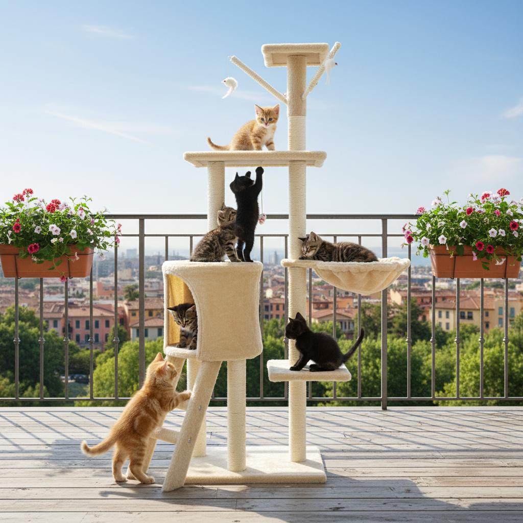 Arranhador Para Gatos De 5 Andares Com Casa Brinquedos E Sisal 135 x 49 x 50 cm