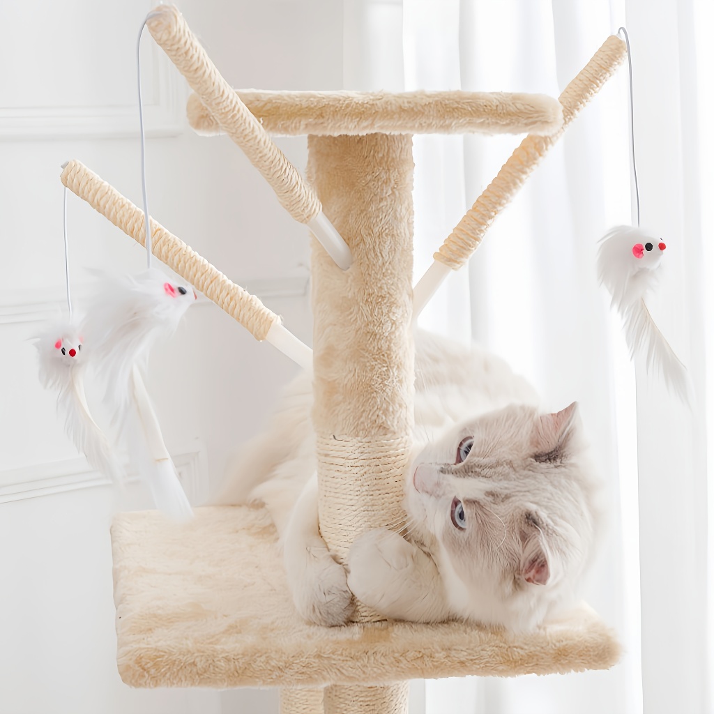 Arranhador Para Gatos De 5 Andares Com Casa Brinquedos E Sisal 135 x 49 x 50 cm