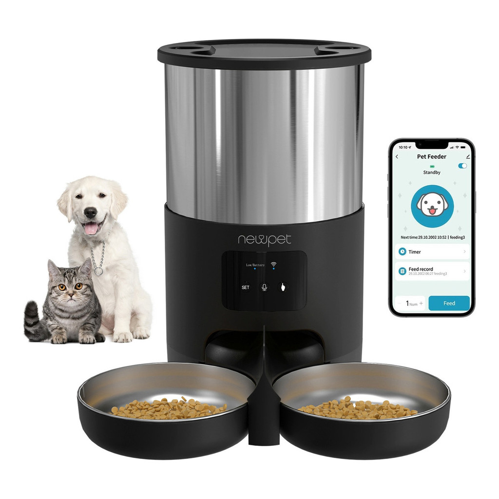 Newpet Dispensador Automático De Ração 5 L Para Cães E Gatos