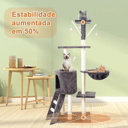 Arranhador Para Gatos De 5 Andares Com Casa Brinquedos E Sisal 135 x 49 x 50 cm