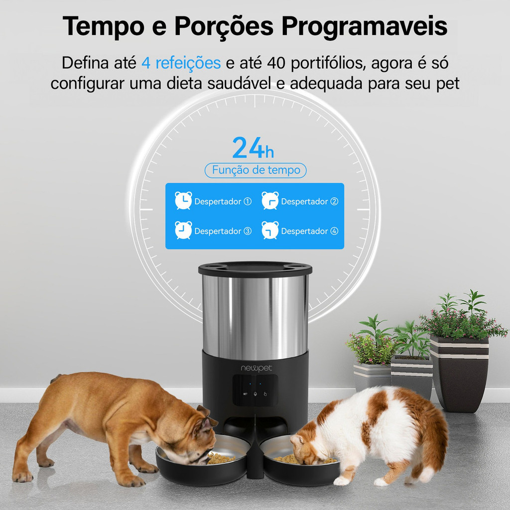Newpet Dispensador Automático De Ração 5 L Para Cães E Gatos