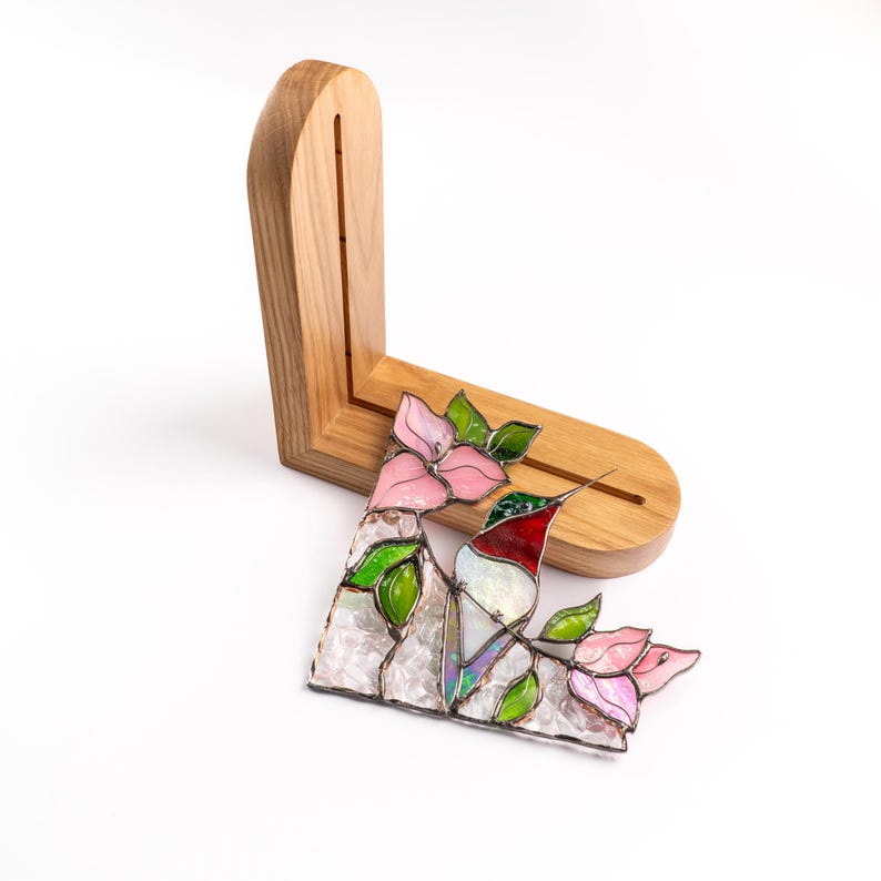 Suporte para livros de vidro colorido estilo vitral beija-flor presente nora