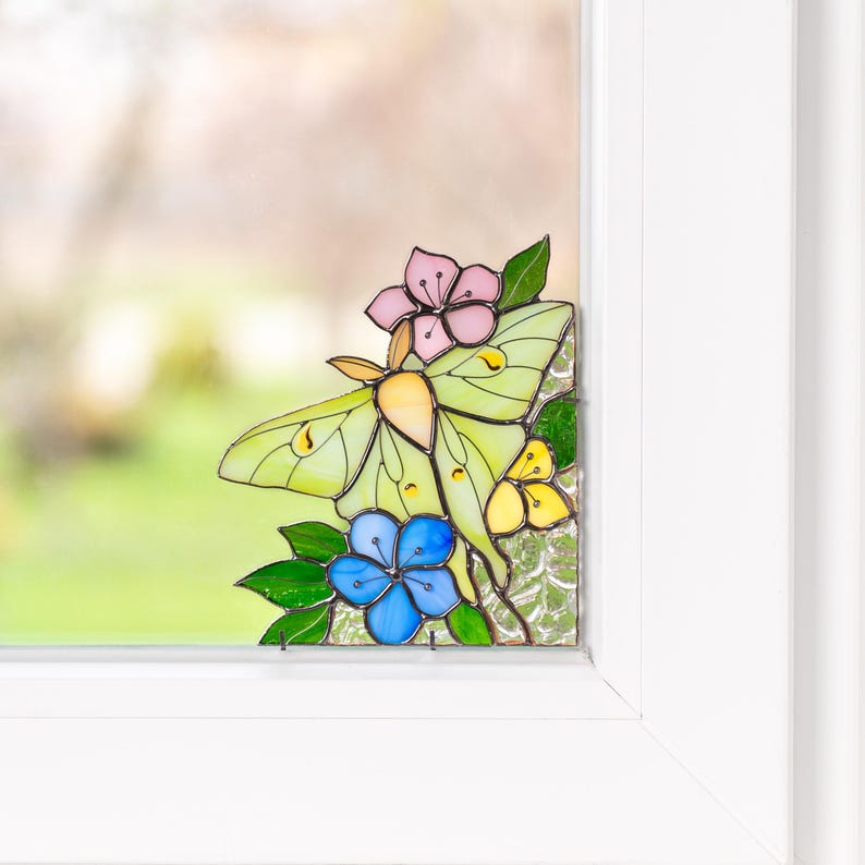 Suporte para livros de vidro colorido estilo vitral mariposa lunar presente mãe