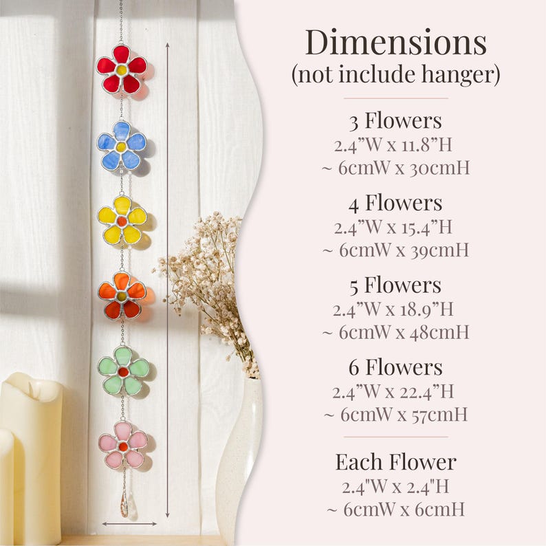 Guirlanda de flores em vitral para decoração colorida de janelas - Mágica F95