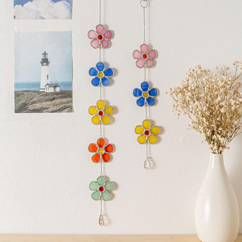 Guirlanda de flores em vitral para decoração colorida de janelas - Mágica F95