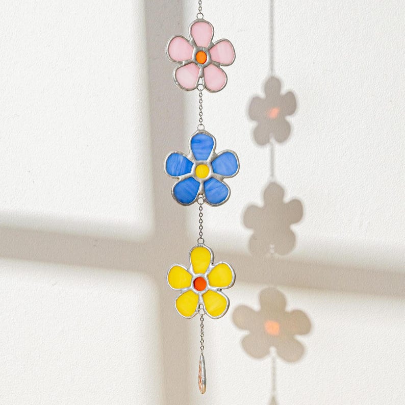 Guirlanda de flores em vitral para decoração colorida de janelas - Mágica F95