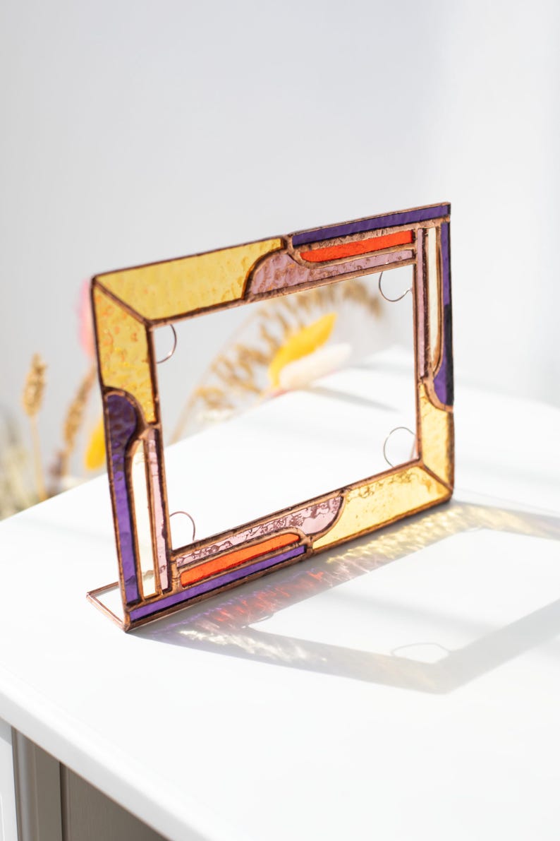 Porta-retrato de vidro colorido moldura quadro presente para casa nova
