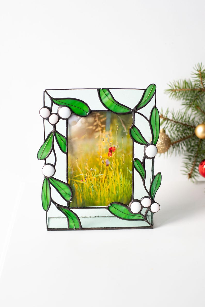 Porta-retrato de vidro colorido moldura para fotos presente de Natal