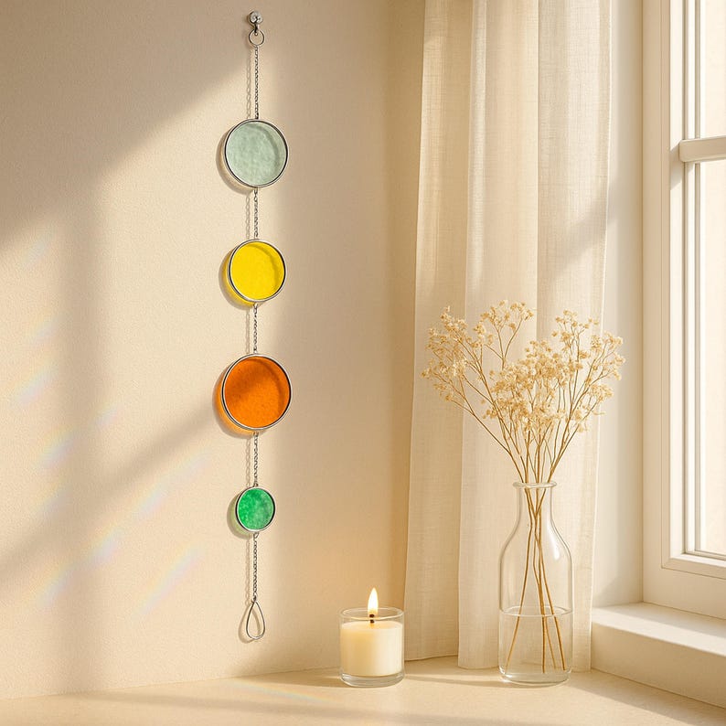 Apanhador de sol de parede com vitral geométrico colorido para decoração de janelas e ambientes Q22