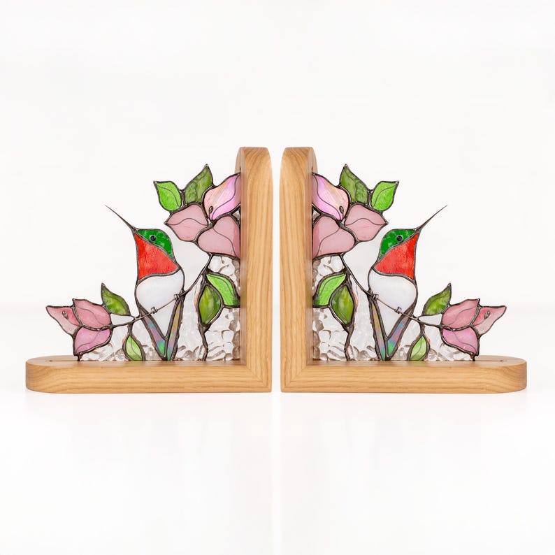 Suporte para livros de vidro colorido estilo vitral beija-flor presente nora