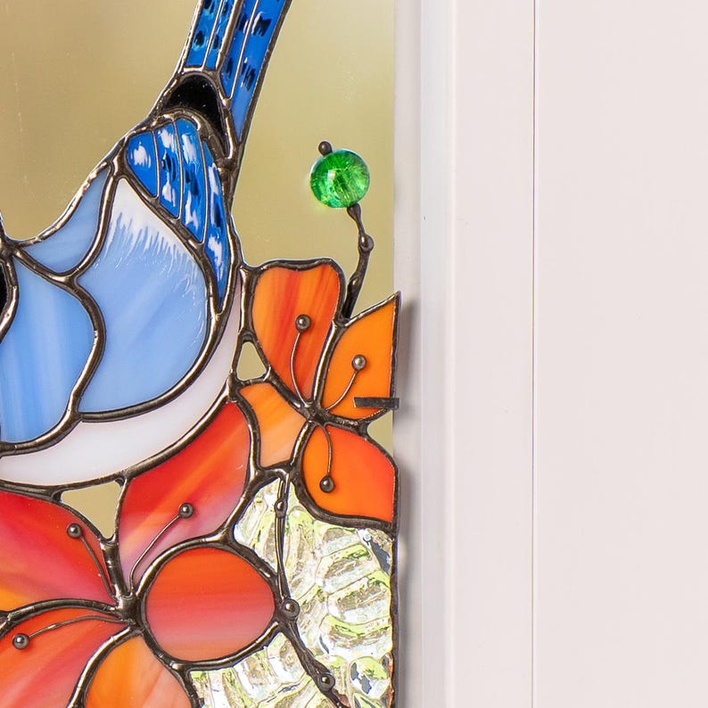 Suporte para livros de vidro colorido estilo vitral gaio-azul decoração estante