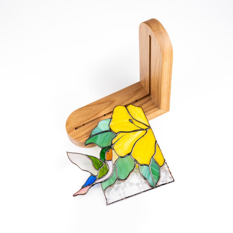 Suporte para livros de vidro colorido estilo vitral beija-flor presente vovó