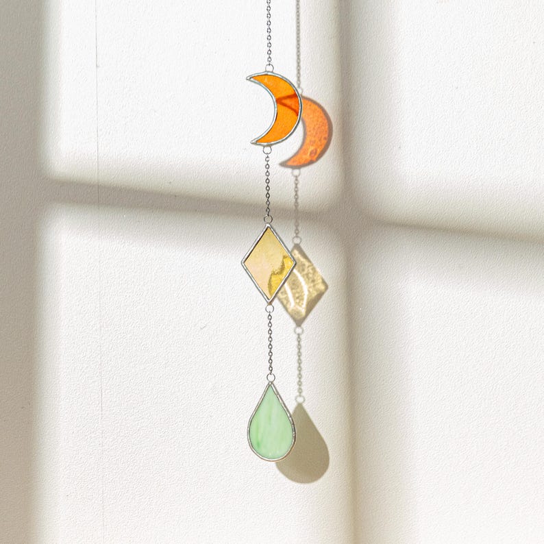 Apanhador de sol de vitral geométrico para decoração de parede e janela estilo boho Q21