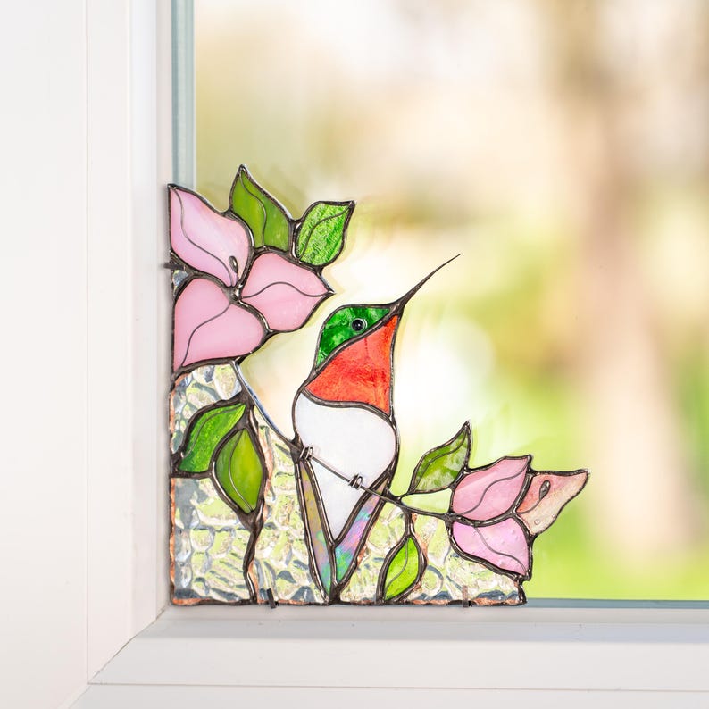 Suporte para livros de vidro colorido estilo vitral beija-flor presente nora