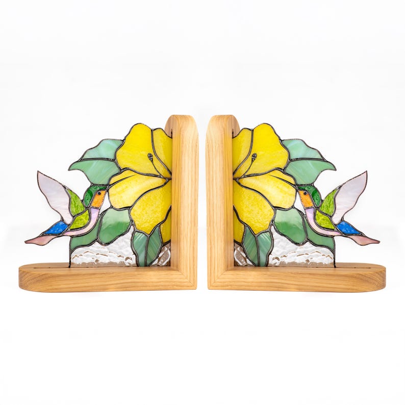 Suporte para livros de vidro colorido estilo vitral beija-flor presente vovó
