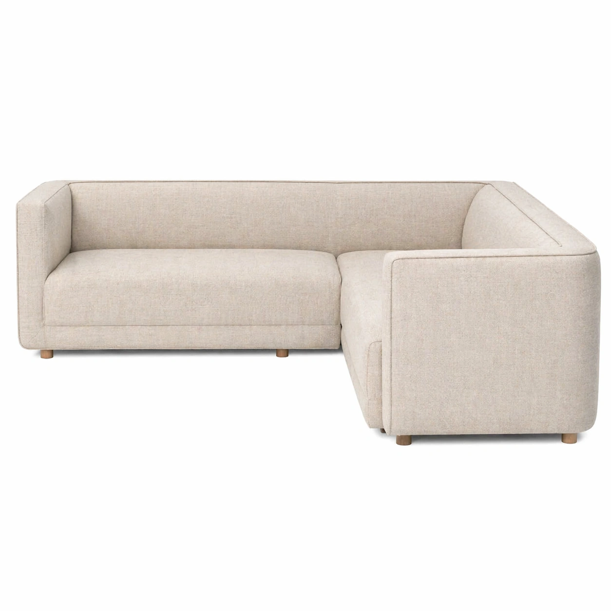 Sofá seccional moderno de 2 piezas con chaise longue derecha en tela beige-buyrenoza