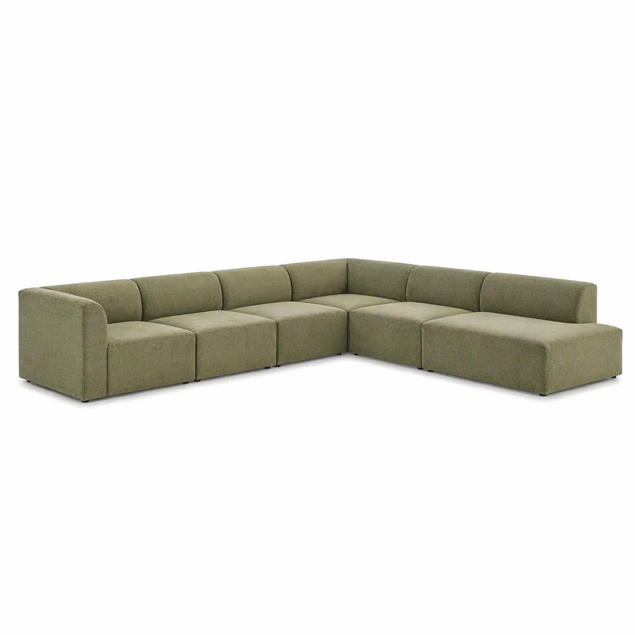 Sofá Seccional Modular con Chaise Derecha de 7 Piezas en Tela Verde Oliva-buyrenoza