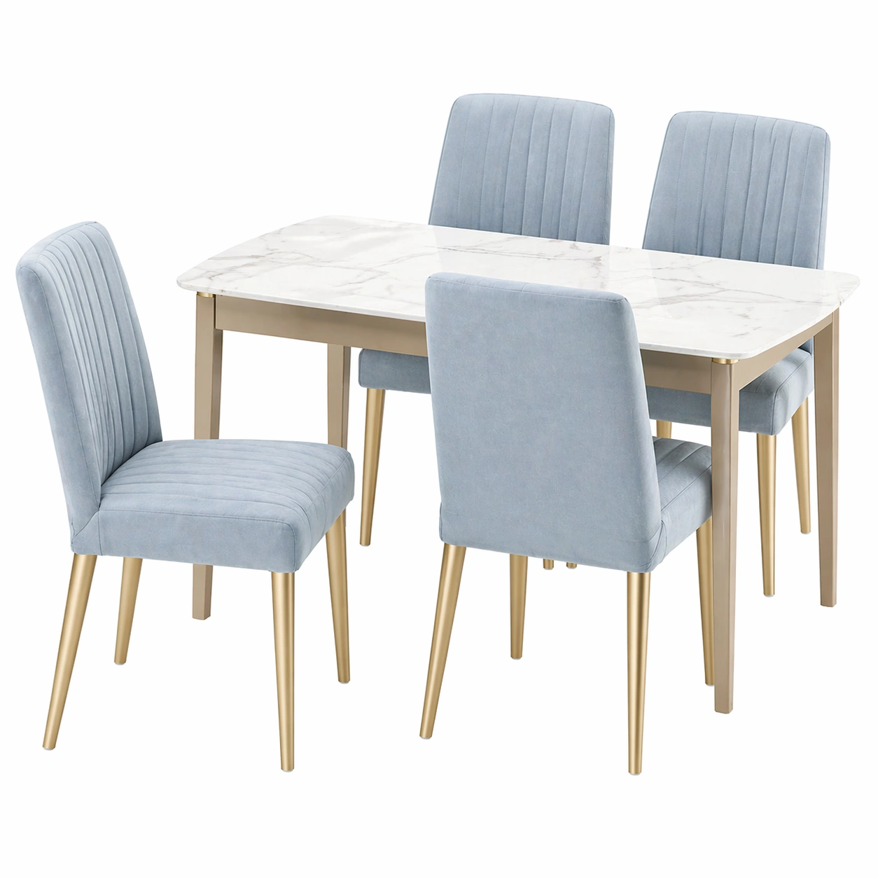 Conjunto de mesa extensible con 4 sillas tapizadas estilo moderno 130/190x80 cm-buyrenoza
