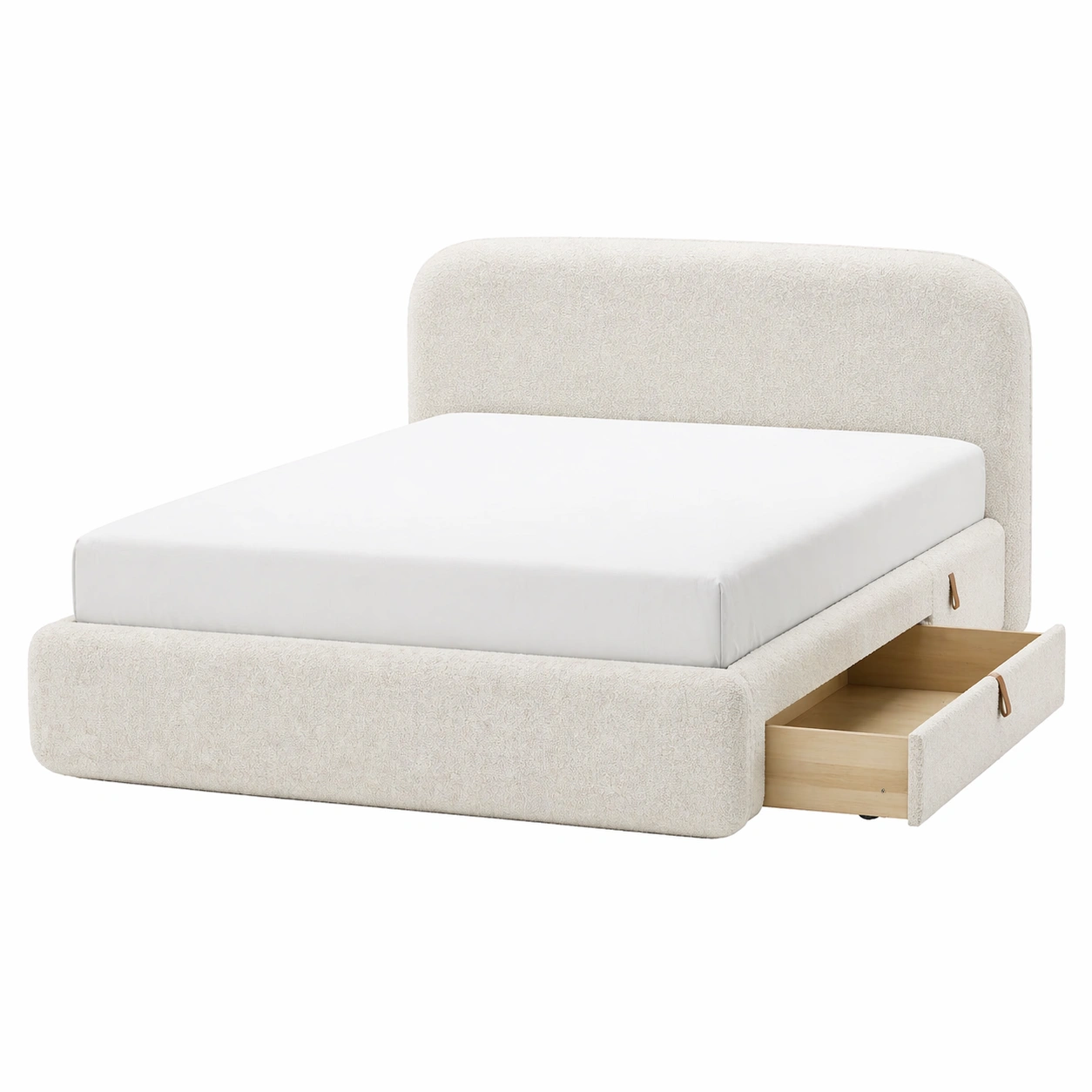 Cama tapizada con 2 cajones de almacenamiento integrada beige claro 160x200 cm-buyrenoza