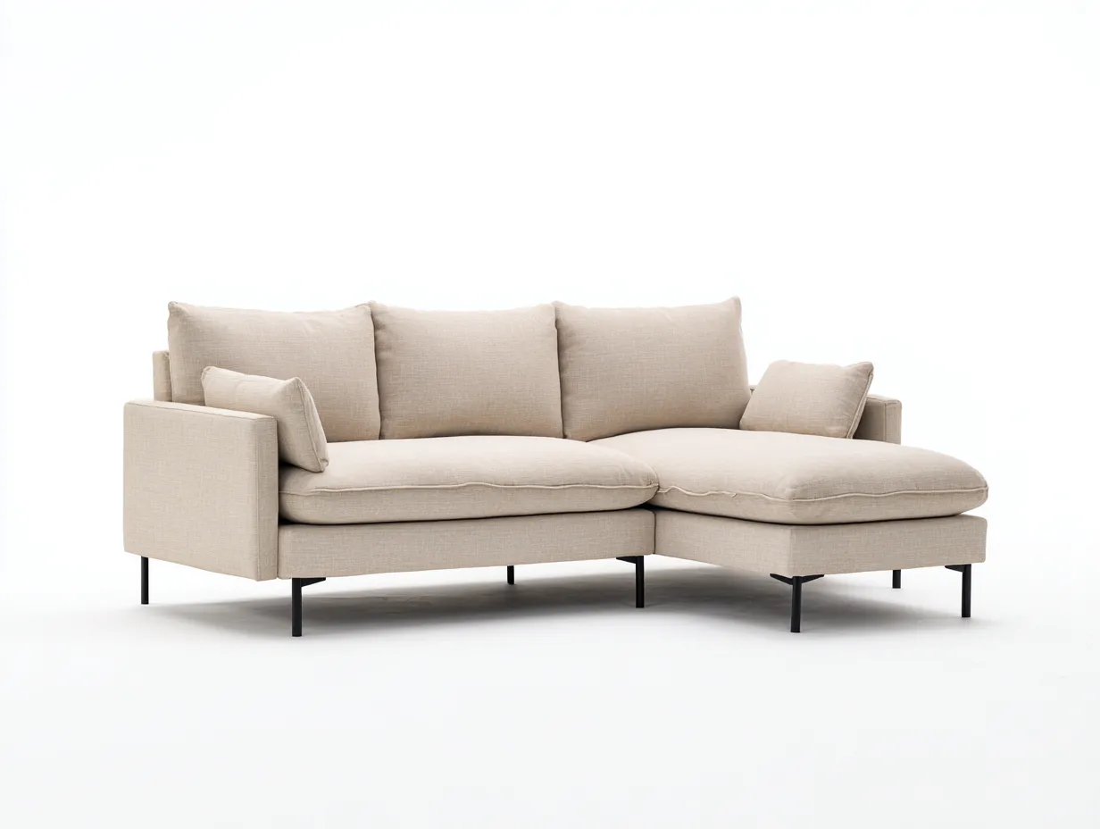 Narożniki-tkanina-metal-238 x 155 x 83 cm-beżowy-nowoczesny minimalistyczny-Miviaianest